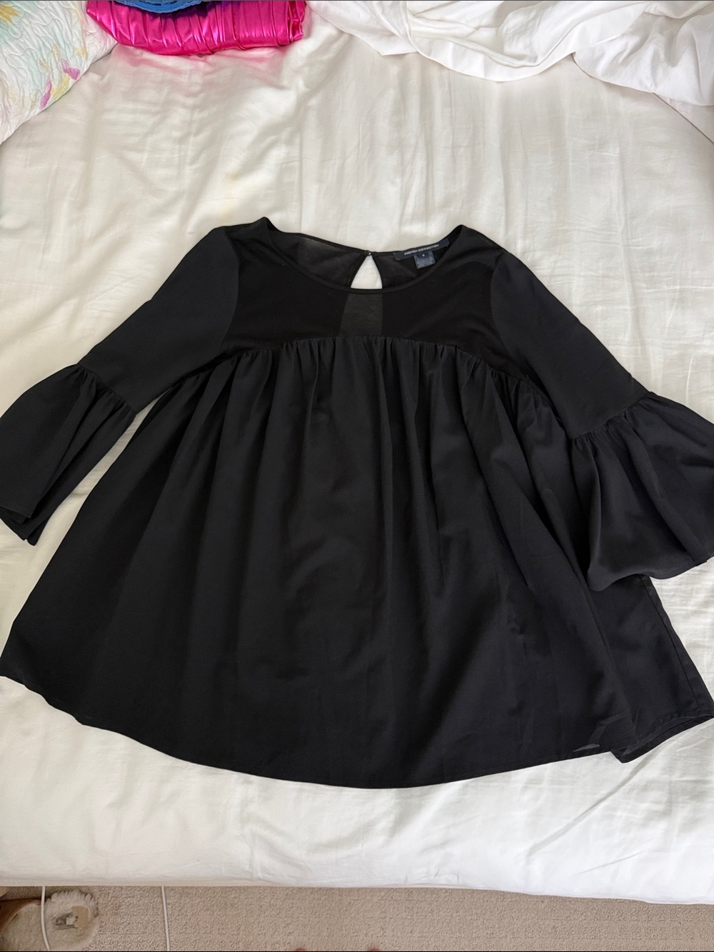 French Connection Black Bell-Sleeve Girls Dress